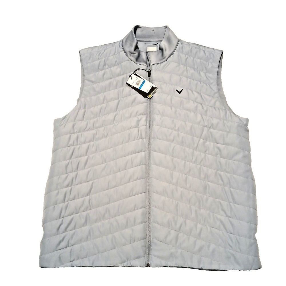 $90 Callaway Golf Men`s Quilted Vest Full Zip‎ Gray Size XL Sleeveless
